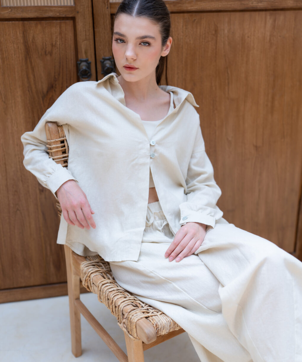 Fityou by Rona Purna Shirt Outer Olahraga wanita Linen kemeja